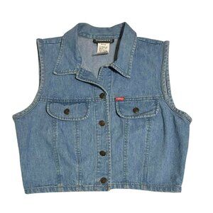 Vintage 90s Tickets Clothing Denim Jean Vest Size 7/8